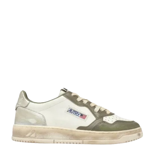AUTRY - BASKETS MEDALIST LOW SUPER VINTAGE WHISPER WHITE VERT ET SILVER
