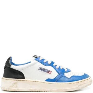 Autry baskets Medalist Super Vintage cuir Blanc, Bleu et noir
