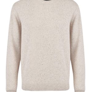 Barbour - Pull col rond chiné beige