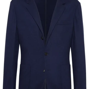 BRUNELLO CUCINELLI - Blazer en cachemire à simple boutonnage bleu