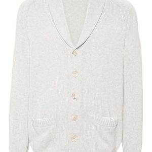 Brunello Cucinelli - Cardigan tricoté en coton gris