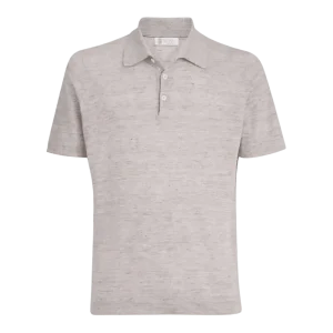 BRUNELLO CUCINELLI - Polo en maille de lin et coton Sable