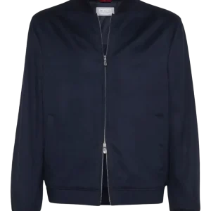BRUNELLO CUCINELLI - Veste bomber oasis en cachemire bleu