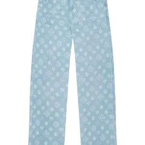 CASABLANCA - bleached monogram denim bleu