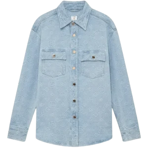 CASABLANCA - chemise à motif monogrammé brodé denim bleu