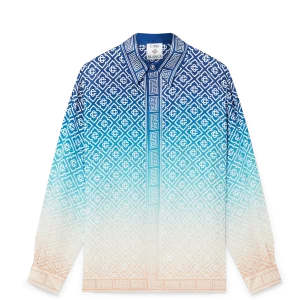 CASABLANCA - CHEMISE EN SOIE À DÉGRADÉ JACQUARD Bleu