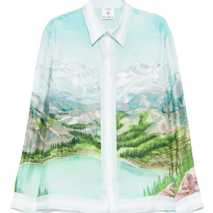 CASABLANCA - Chemise en soie Dalmatien à la montagne