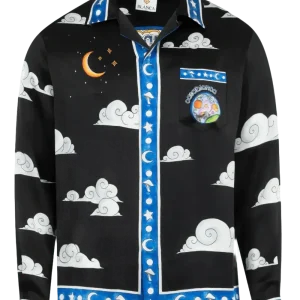 CASABLANCA - Chemise en soie les 4 éléments noir