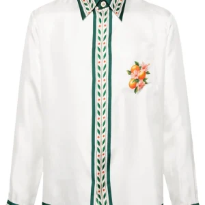 Casablanca - Chemise Oranges En Fleur en soie