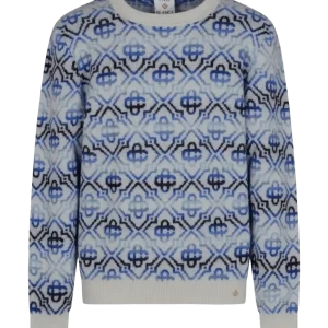CASABLANCA - Pull à Motif Monogrammé Bleu Claire