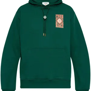CASABLANCA - Sweat à capuche vert green loopback
