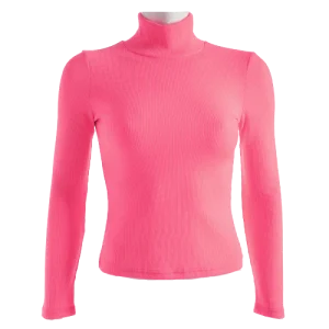Col Roulé Femme Rose Fluo