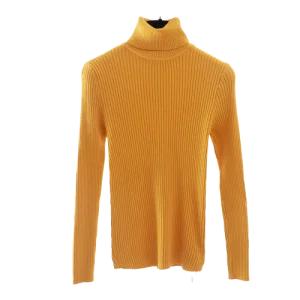 Pull Col Roulé Jaune Femme