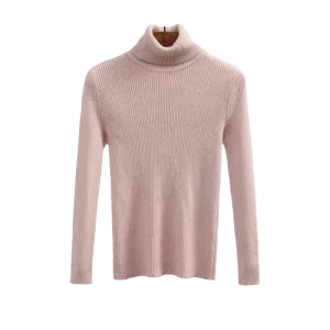 Pull Col Roulé Rose Femme