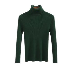 Pull Col Roulé Vert Femme
