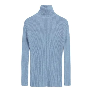 Pull Col Roulé Bleu Ciel Femme