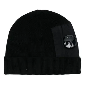 C.P. COMPANY - Bonnet à détail de verre de lunettes signature noir