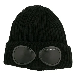 C.P. COMPANY Bonnet black en laine Goggle