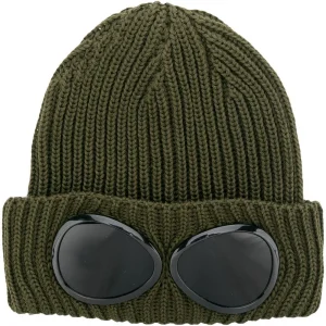 CP Company Bonnet en maille à logo imprimé Vert