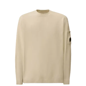 C.P. COMPANY - Cotton Chenille Crewneck Lens Sweater Blanc
