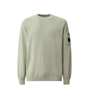 C.P. COMPANY - Cotton Crepe Crewneck Lens Sweater Bleu brume