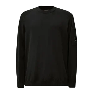 C.P. COMPANY - Cotton Crepe Crewneck Lens Sweater Bleu nuit