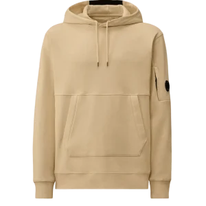 C.P. COMPANY - Diagonal Raised Fleece Hooded Lens Sweatshirt Beige crème