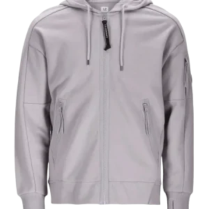 C.P. COMPANY - Diagonal Raised Fleece Zip Hooded Lens Sweatshirt Dove