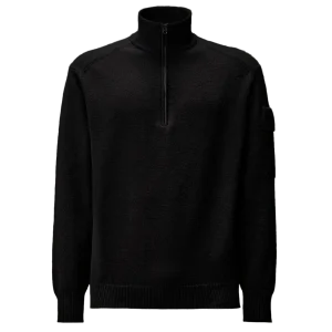 C.P. COMPANY - Metropolis Series Extrafine Merino Wool Half Zip Sweater Black