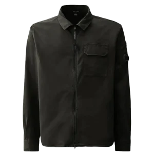 C.P. COMPANY - Organic Gabardine Full Zip Overshirt - Marine