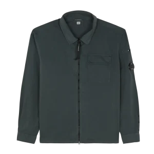 C.P. COMPANY - Organic Gabardine Zipped Overshirt - Gris