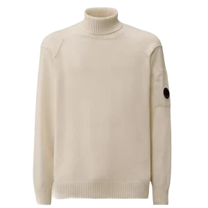 C.P. COMPANY - Pull à col roulé confectionné en Lambswool GRS Blanc