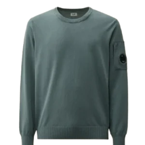 C.P. COMPANY - Pull à col roulé en coton Old Dyed Bleu vert