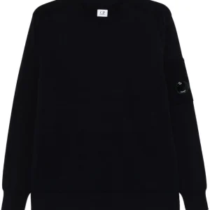 C.P. COMPANY - Pull à détail verres de lunettes bleu marine