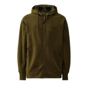 C.P. COMPANY - Sweat à capuche Goggle zippé ivy green