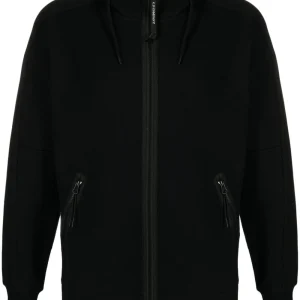 CP Company Sweat à capuche zippé Diagonal Raised Fleece Goggle Black