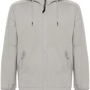 CP Company Sweat à capuche zippé Diagonal Raised Fleece Goggle Drizzle grey