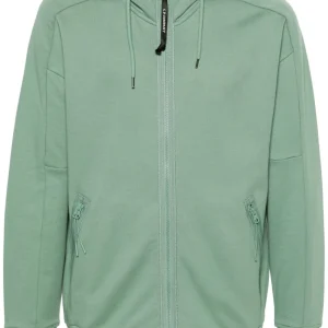 C.P. COMPANY - Sweat à capuche zippé Diagonal Raised Fleece Goggle Green Bay