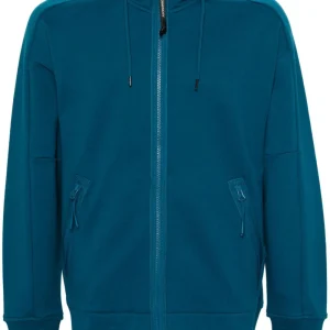 CP Company Sweat à capuche zippé Diagonal Raised Fleece Goggle Ink Blue