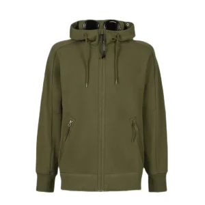 C.P. COMPANY Sweat à capuche zippé Diagonal Raised Fleece Goggle Ivy Green