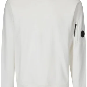 C.P. COMPANY - sweat Diagonal Raised en polaire blanc