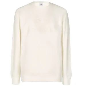 C.P Company Sweat Diagonal Raised Fleece Gauze White