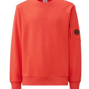 C.P. COMPANY - Sweat-shirt ras du cou en coton brossé Orange