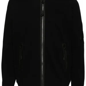 C.P. COMPANY - Sweat-shirt zippé à capuche en coton brossé blue eclipse