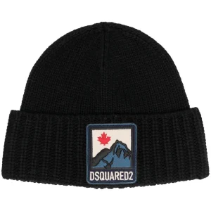 Dsquared2 - Bonnet noir à patch logo brodé