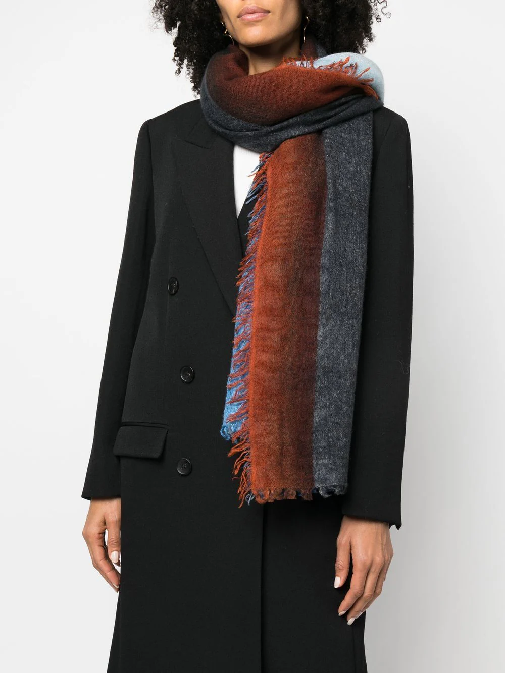 Faliero Sarti - Echarpe colour block bleu en maille – Image 3