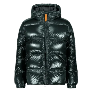 GERTRUDE - Doudoune à capuche coupe droite nylon glossy Vianney Bright Dark Forest