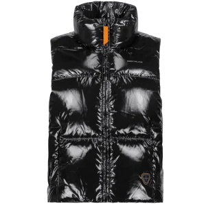 GERTRUDE - Doudoune puffy brillante sans manches Galilée Noir