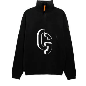 GERTRUDE - Pull mixte col camionneur en maille jacquard Lewis Noir