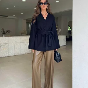 Gilet en maille avec ceinture